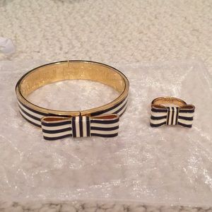 Coach navy and white striped ring and bangle